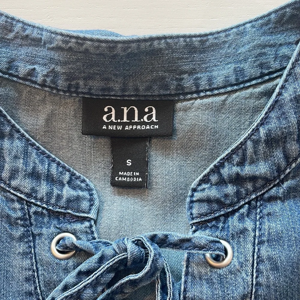 a.n.a lace up denim shirt - Picture 6 of 7